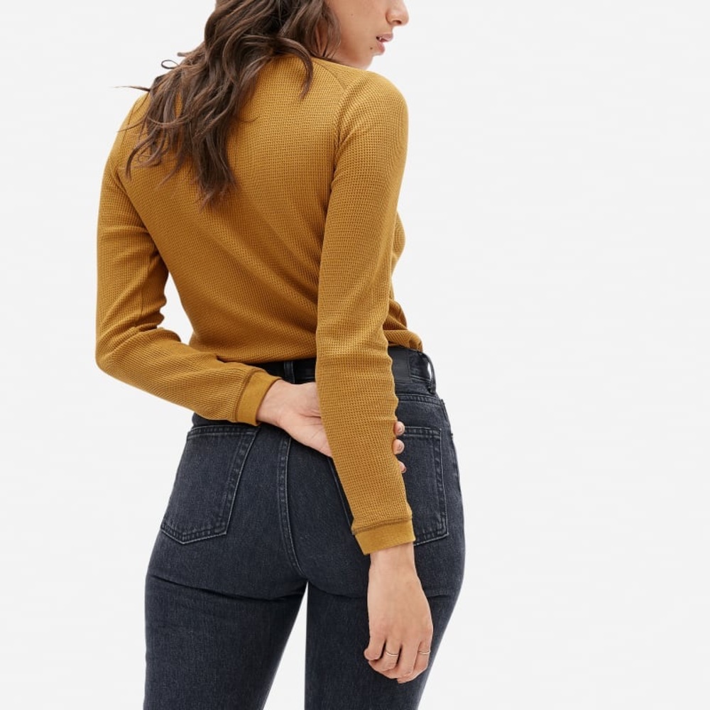 Everlane yellow waffle knit tee size cl